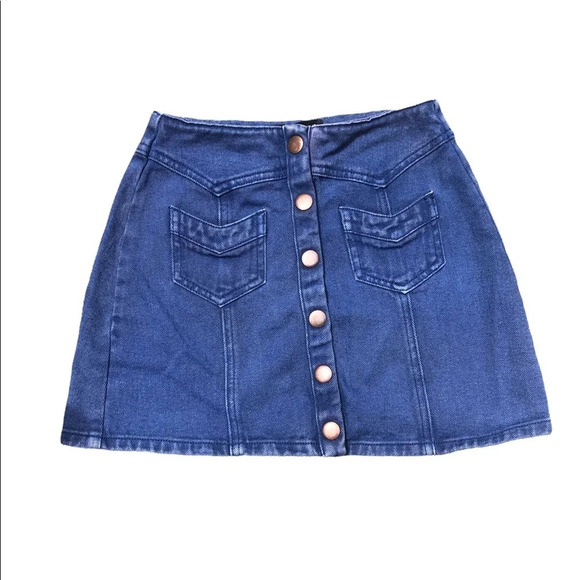 KENDALL & KYLIE DENIM BUTTON FRONT MINI SKIRT - Picture 1 of 4
